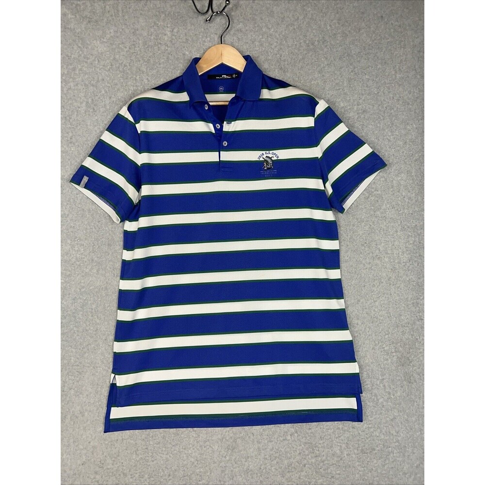 RLX Ralph Lauren Wicking Golf Polo Men’s M Shinnecock Hills Logo Blue Stripe